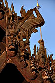 Myanmar - Mandalay, Shwe In Bin Kyaung a wonderful example of the Burmese unique teak architecture and wood-carving art. 